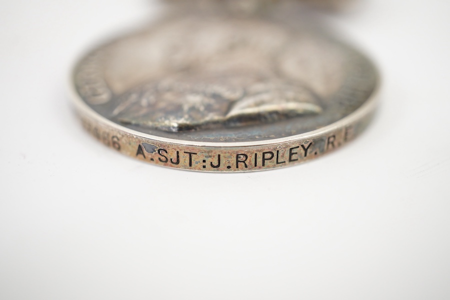 A George V Meritorious Service Medal (MSM), awarded to 37466 A. SJT: J. Ripley. R.E., together with his 1914-15 Star, British War Medal and Victory Medal. Condition - fair to good.